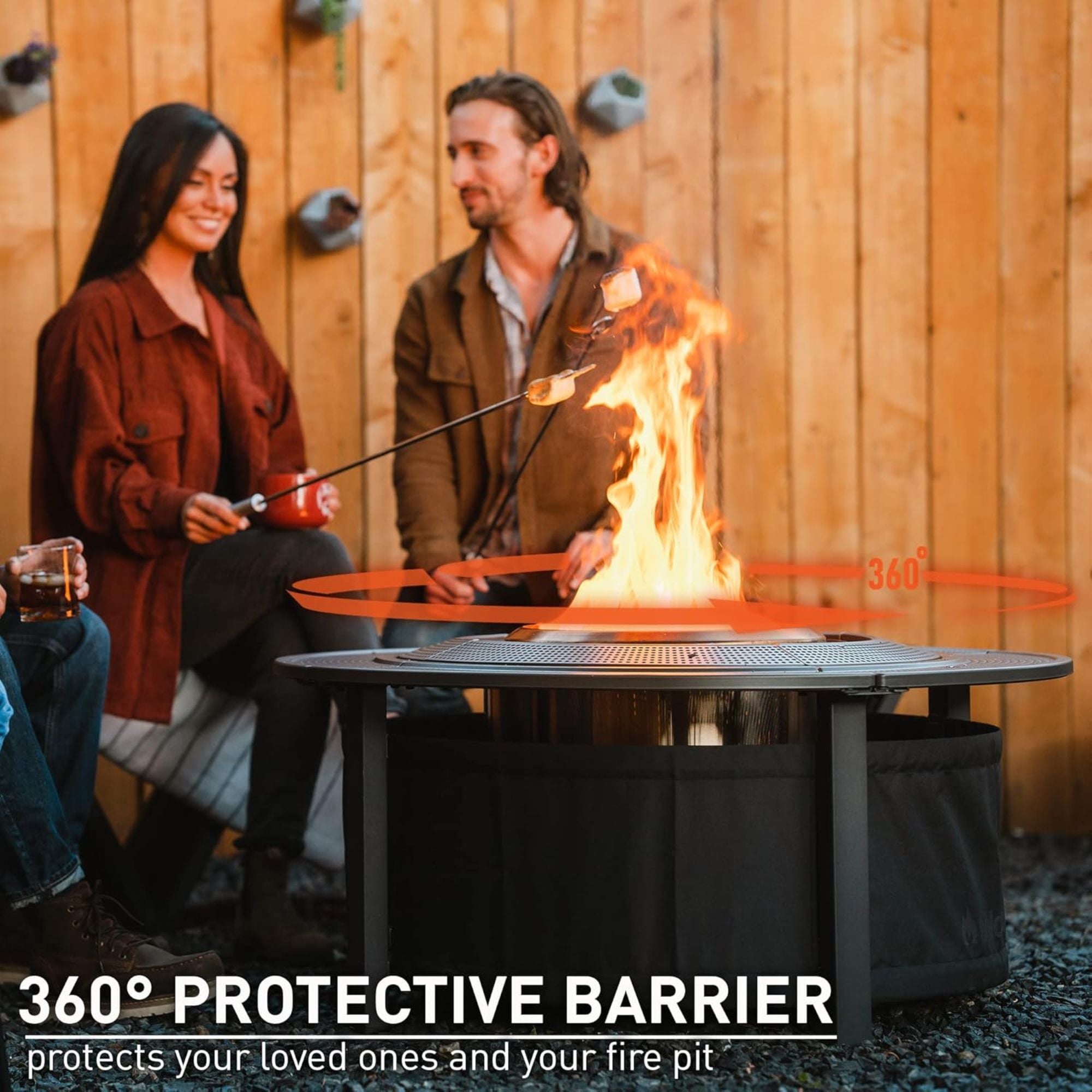 Solo Stove 52.6" Fire Pit Surround Tabletop, Steel Barrier,Outdoor Fabric, Black