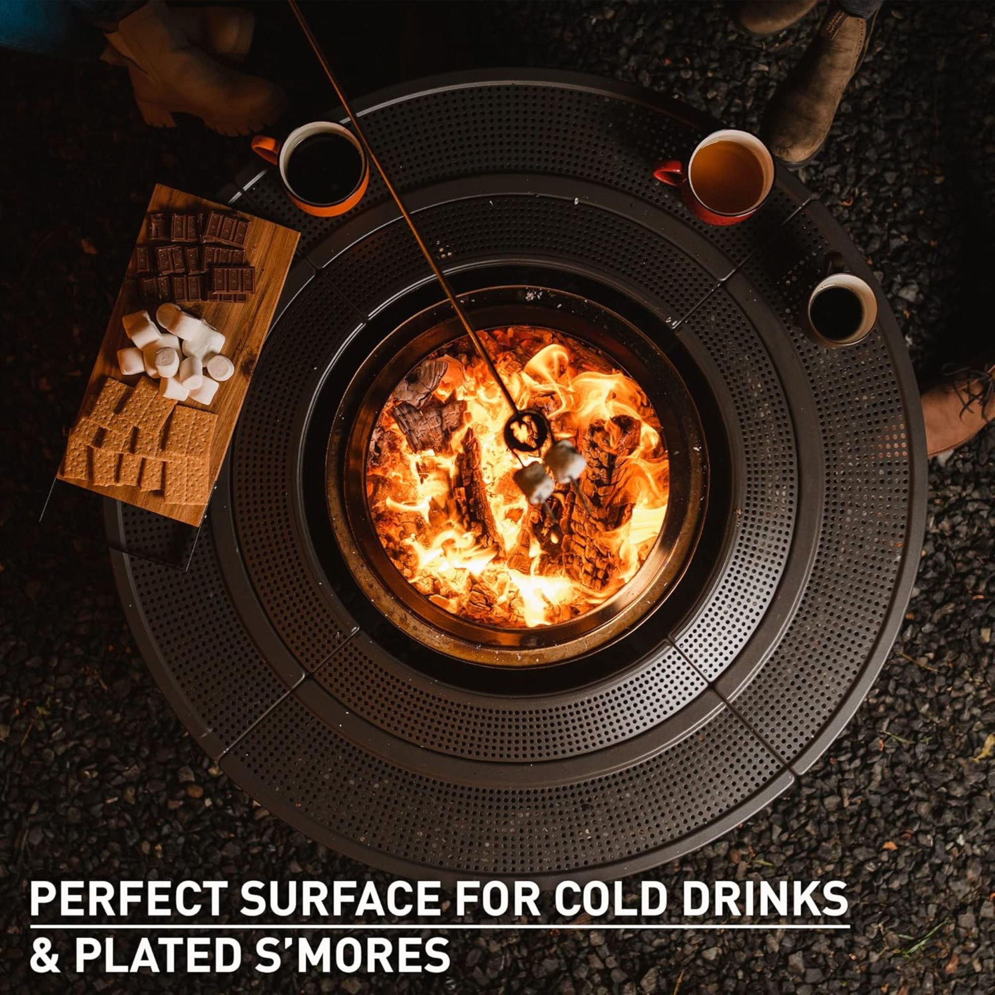Solo Stove 52.6" Fire Pit Surround Tabletop, Steel Barrier,Outdoor Fabric, Black