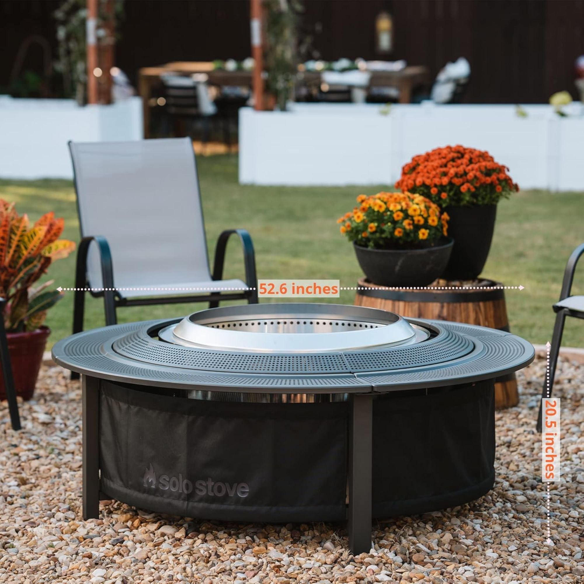 Solo Stove 52.6" Fire Pit Surround Tabletop, Steel Barrier,Outdoor Fabric, Black