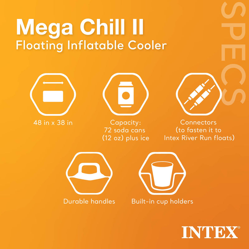 Intex 58821EP Inflatable Mega Chill II 72 Can Beverage Cooler Float with Lid