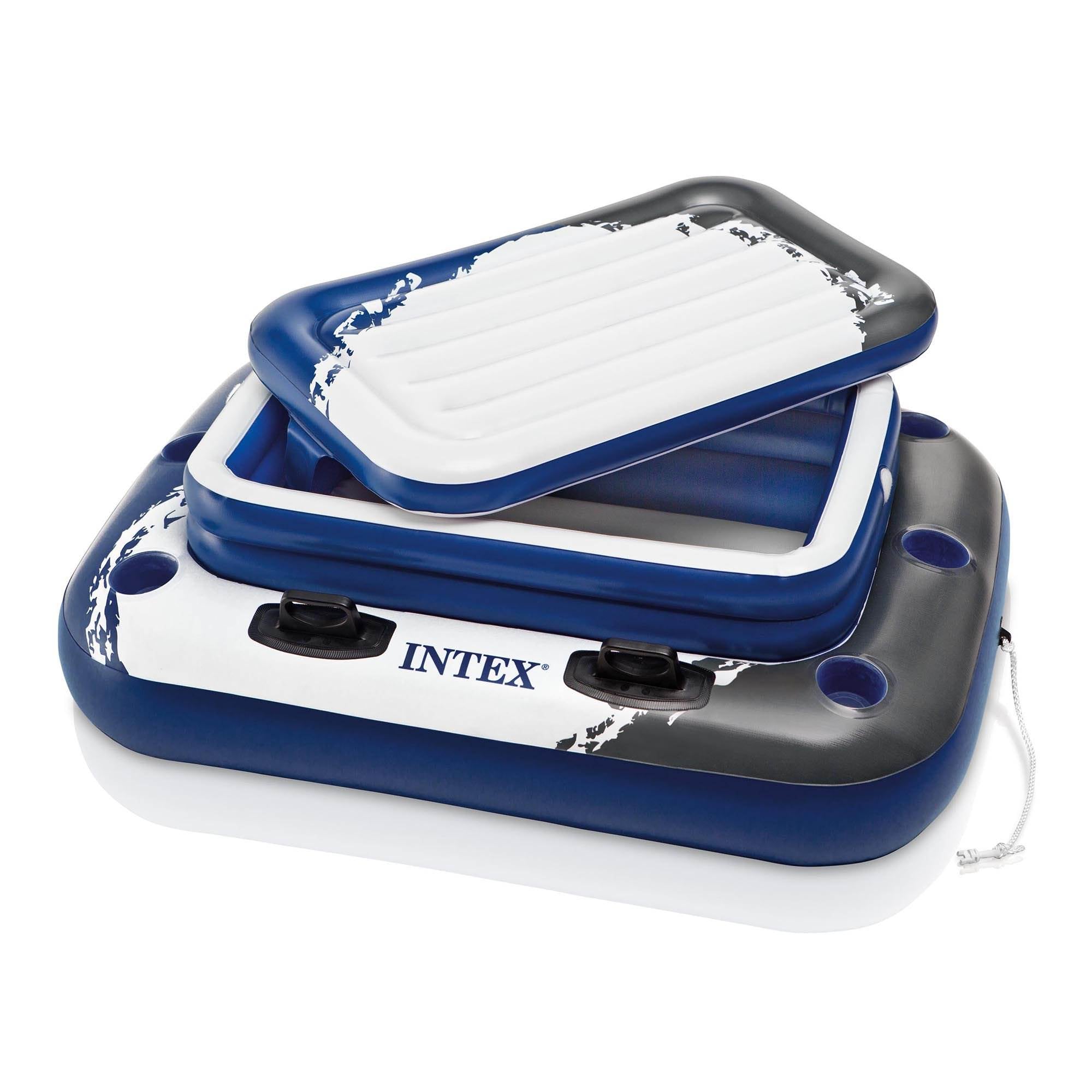 Intex 53" Inflatable Floating Water Raft (4 Pack) & 72 Can Cooler Float