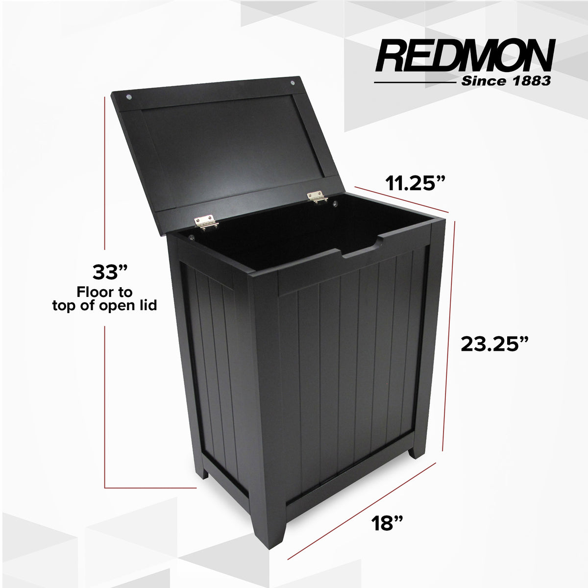 Redmon Contemporary Wooden Clothes Hamper for Bedroom & Laundry Room (Open Box)