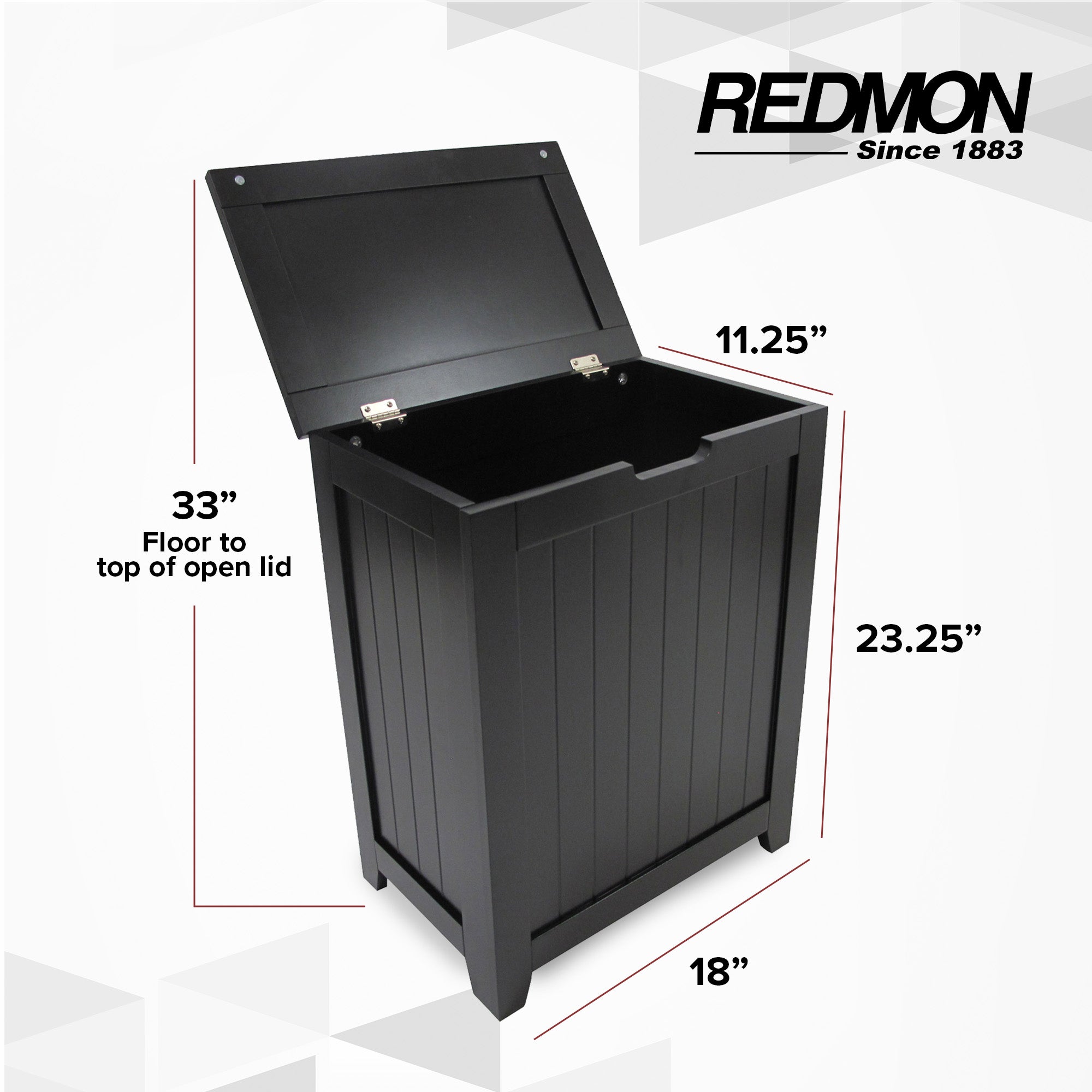 Redmon Contemporary Wooden Clothes Hamper for Bedroom & Laundry Room (Open Box)