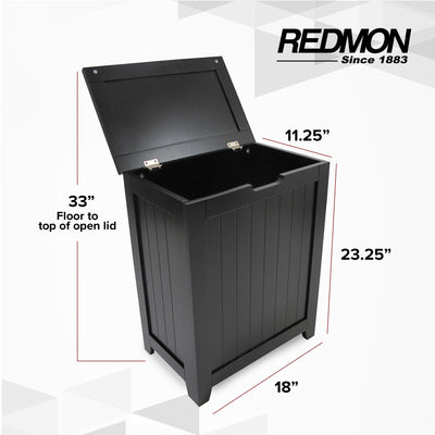 Redmon Contemporary Wooden Clothes Hamper for Bedroom & Laundry Room (Open Box)