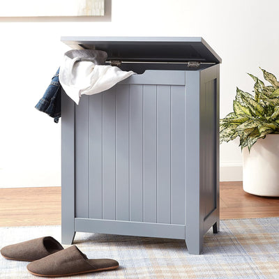 Redmon Contemporary Wooden Clothes Hamper for Bedroom and Laundry Room, Gray - VMInnovations