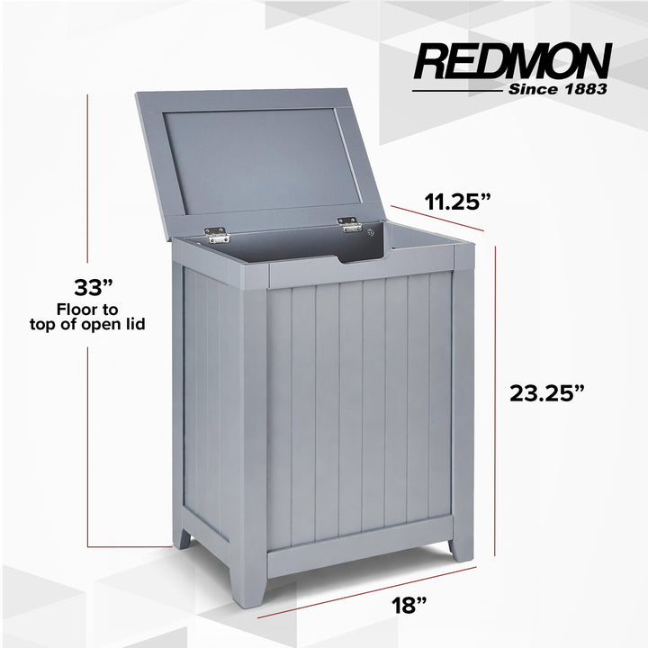 Redmon Contemporary Wooden Clothes Hamper for Bedroom and Laundry Room, Gray