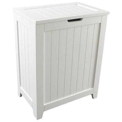 Redmon Contemporary Wooden Clothes Hamper for Bedroom and Laundry Room, White - VMInnovations