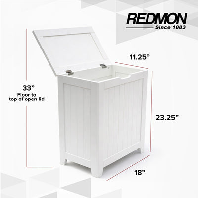 Redmon Contemporary Wooden Clothes Hamper for Bedroom & Laundry Room (Open Box)