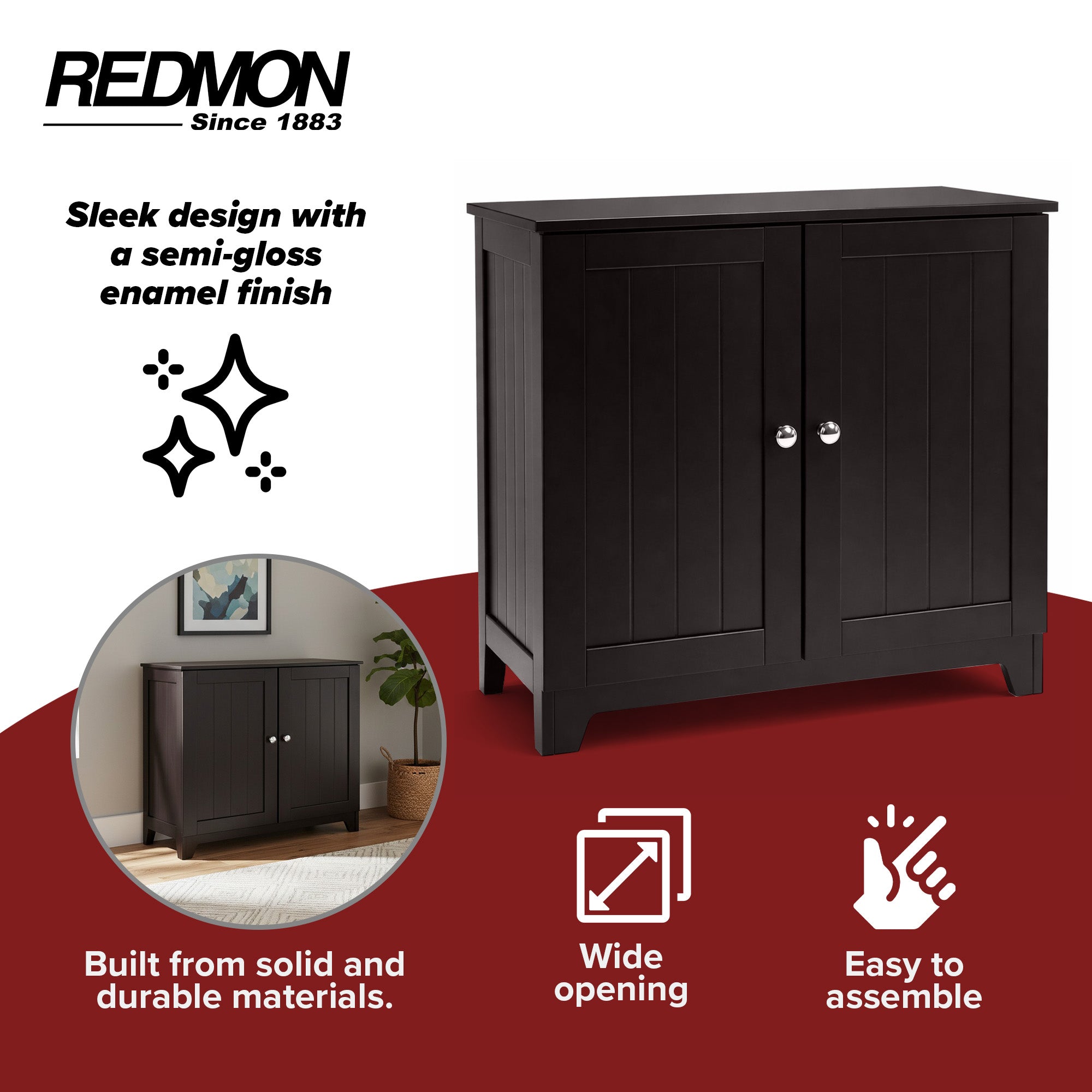 Redmon Contemporary Double Door Cabinet, Modern Wooden Furniture, (Open Box)