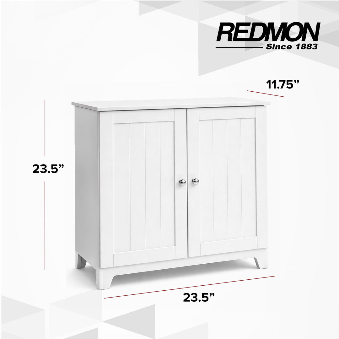Redmon Double Door Freestanding Floor Cabinet, Modern Wooden Furniture, White