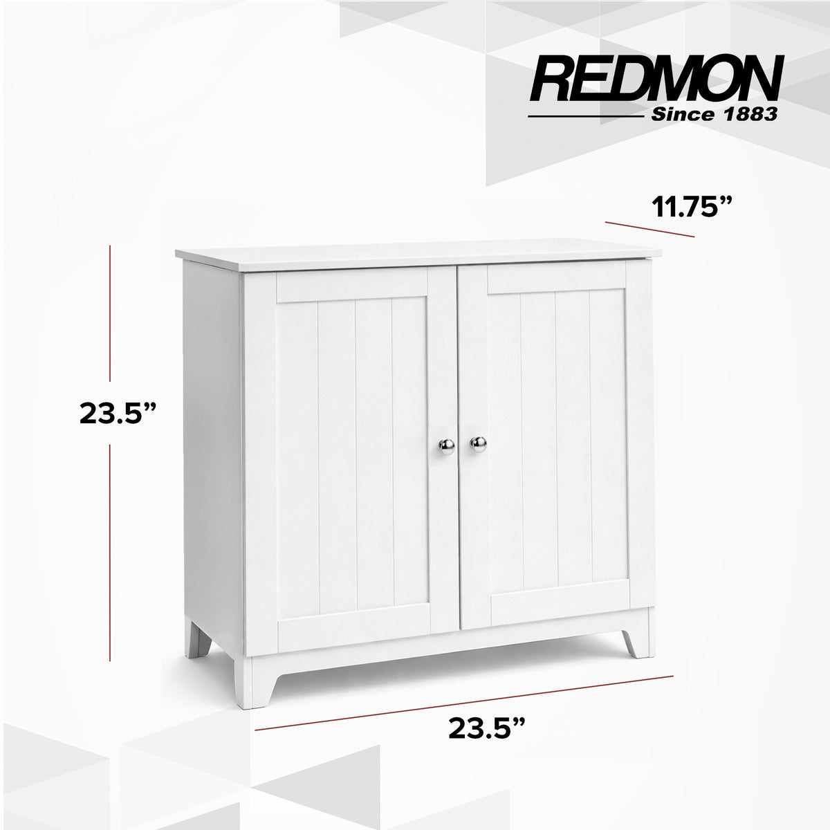 Redmon Double Door Freestanding Floor Cabinet, Modern Wooden Furniture, White - VMInnovations