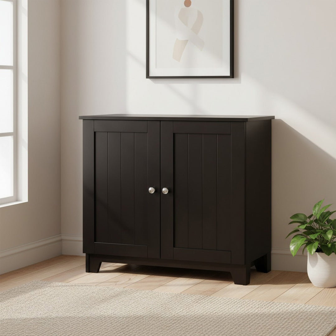 Redmon Contemporary Double Door Cabinet, Modern Wooden Furniture, Espresso