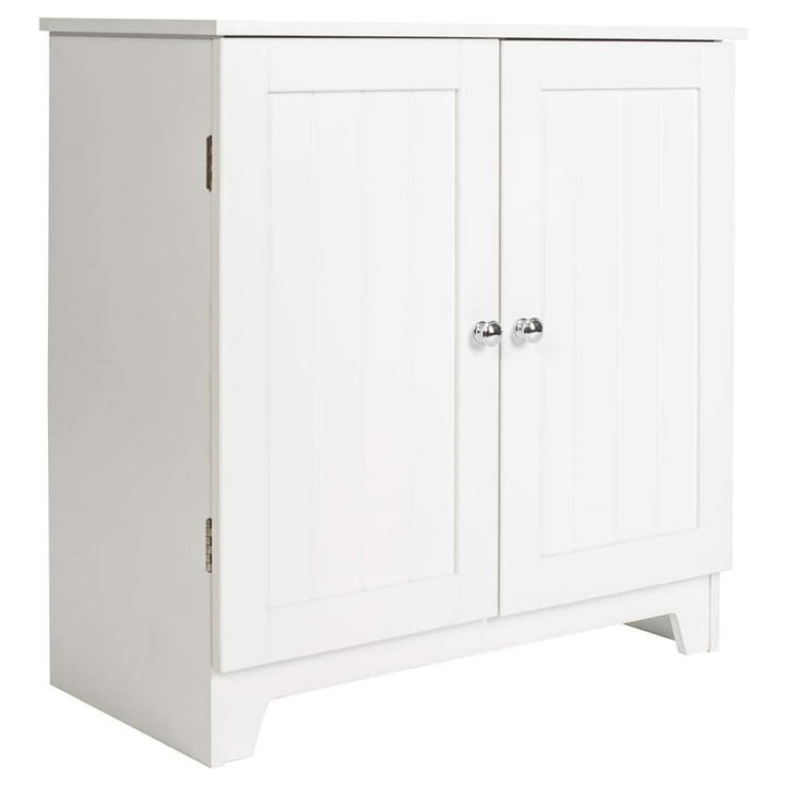 Redmon Double Door Freestanding Floor Cabinet, Modern Wooden Furniture, White