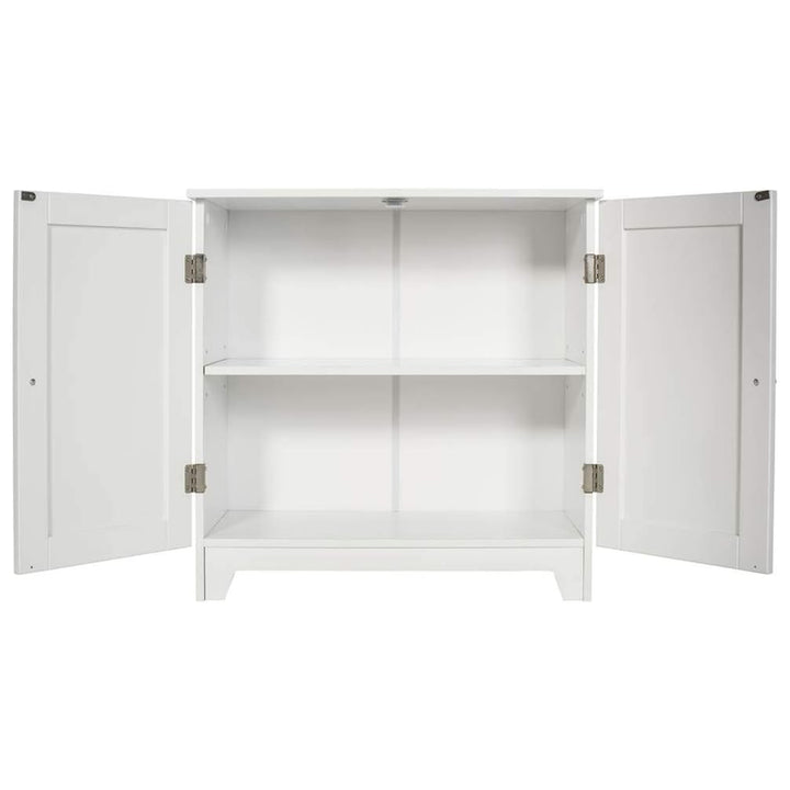 Redmon Double Door Freestanding Floor Cabinet, Modern Wooden Furniture, White