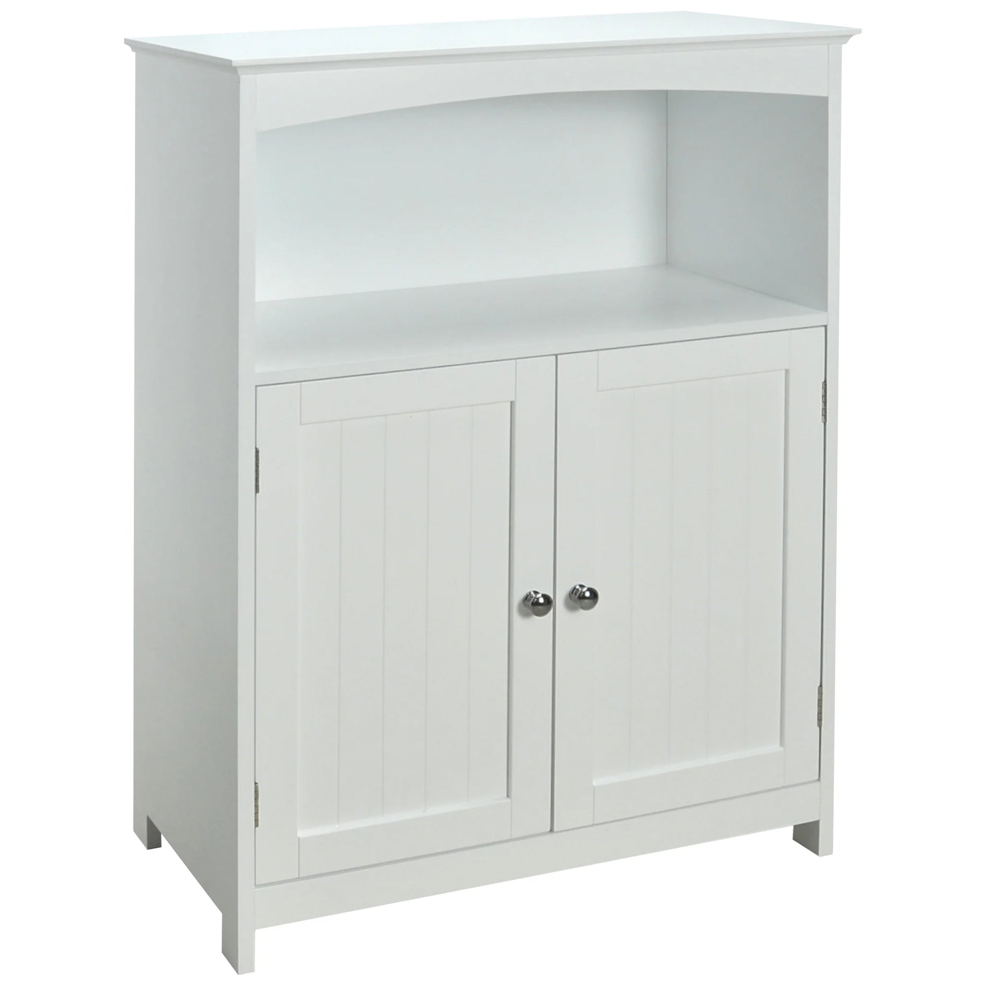 Redmon Double Door Bathroom Floor Cabinet with Open Shelf Storage, (Open Box) - VMInnovations