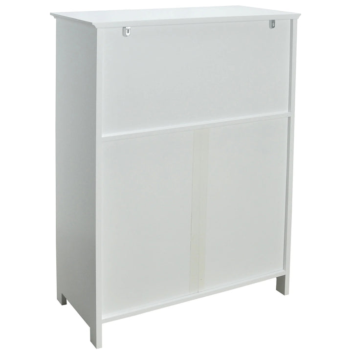Redmon Double Door Bathroom Floor Cabinet with Open Shelf Storage, White