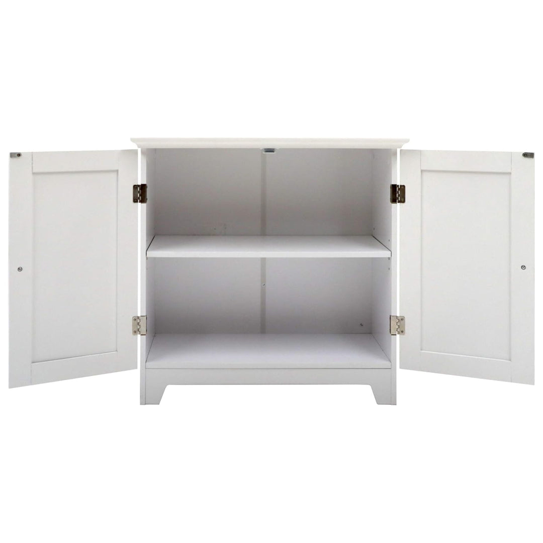 Redmon Shaker Style Double Door Storage Cabinet, Modern Wooden Furniture, White