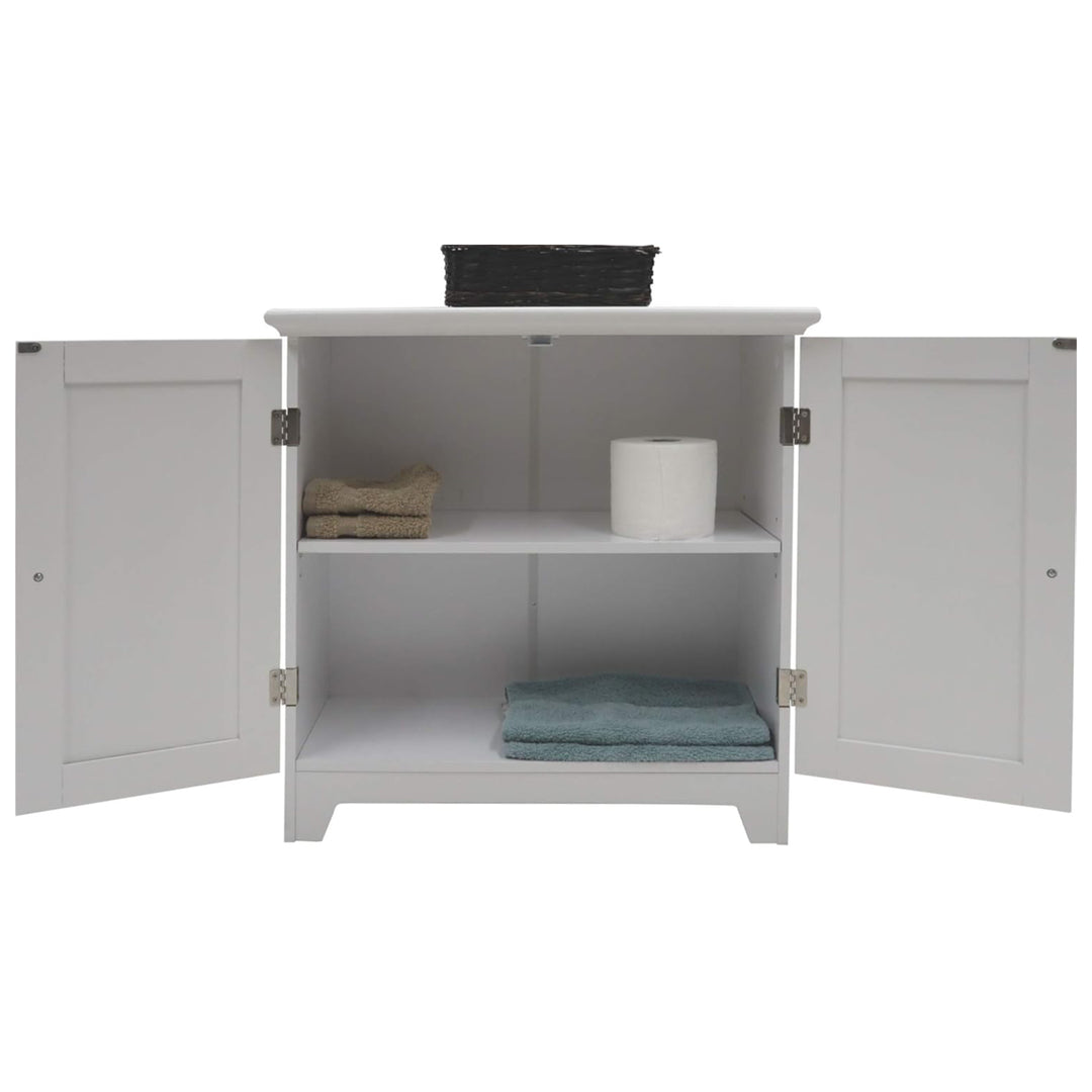 Redmon Shaker Style Double Door Storage Cabinet, Modern Wooden Furniture, White