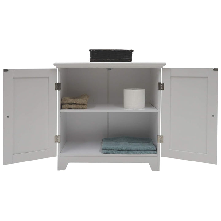 Redmon Shaker Style Double Door Storage Cabinet, Modern Wooden Furniture, White