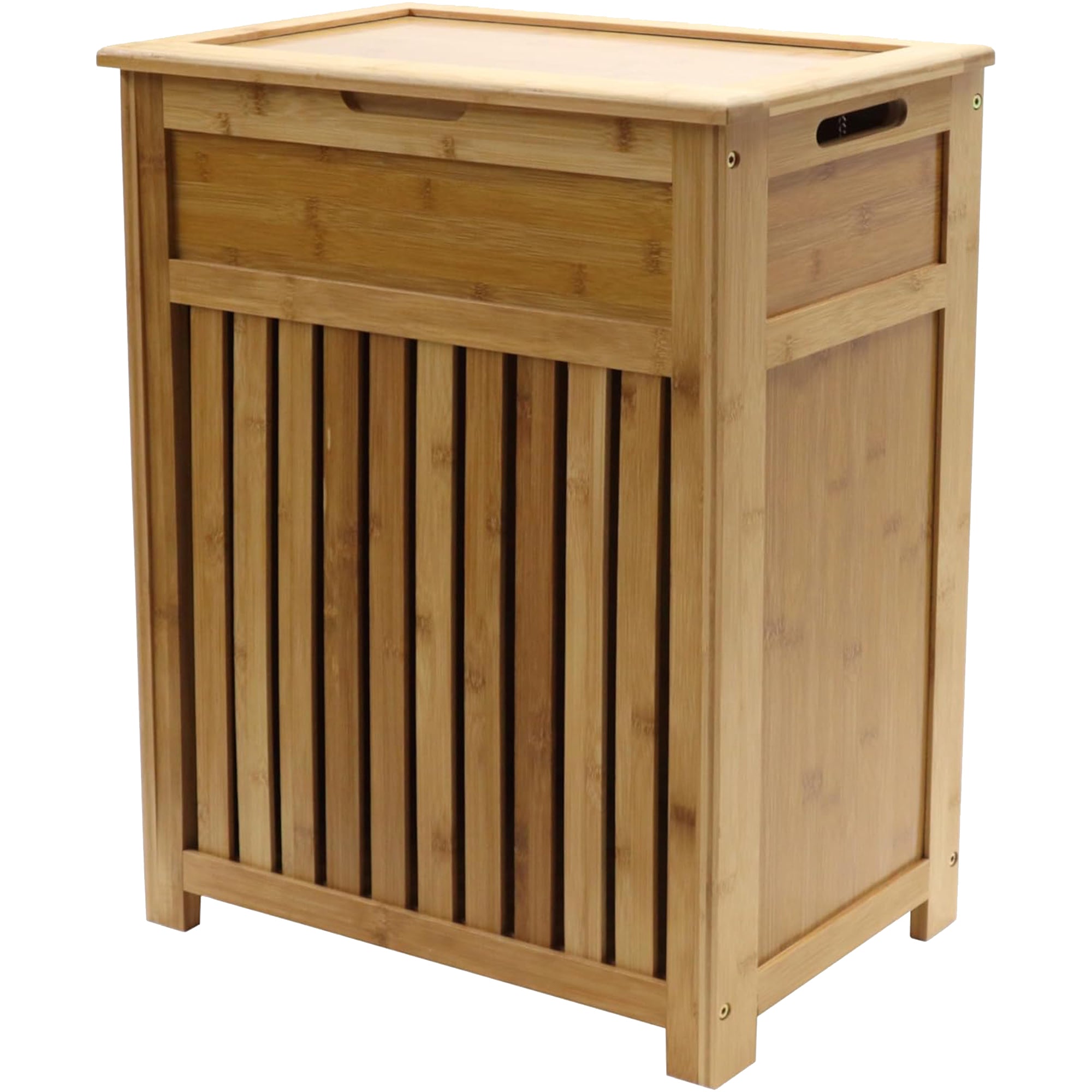 Redmon Bamboo Top Load Clothes Hamper, Full Size with Hinged Lid &Handles (Used)