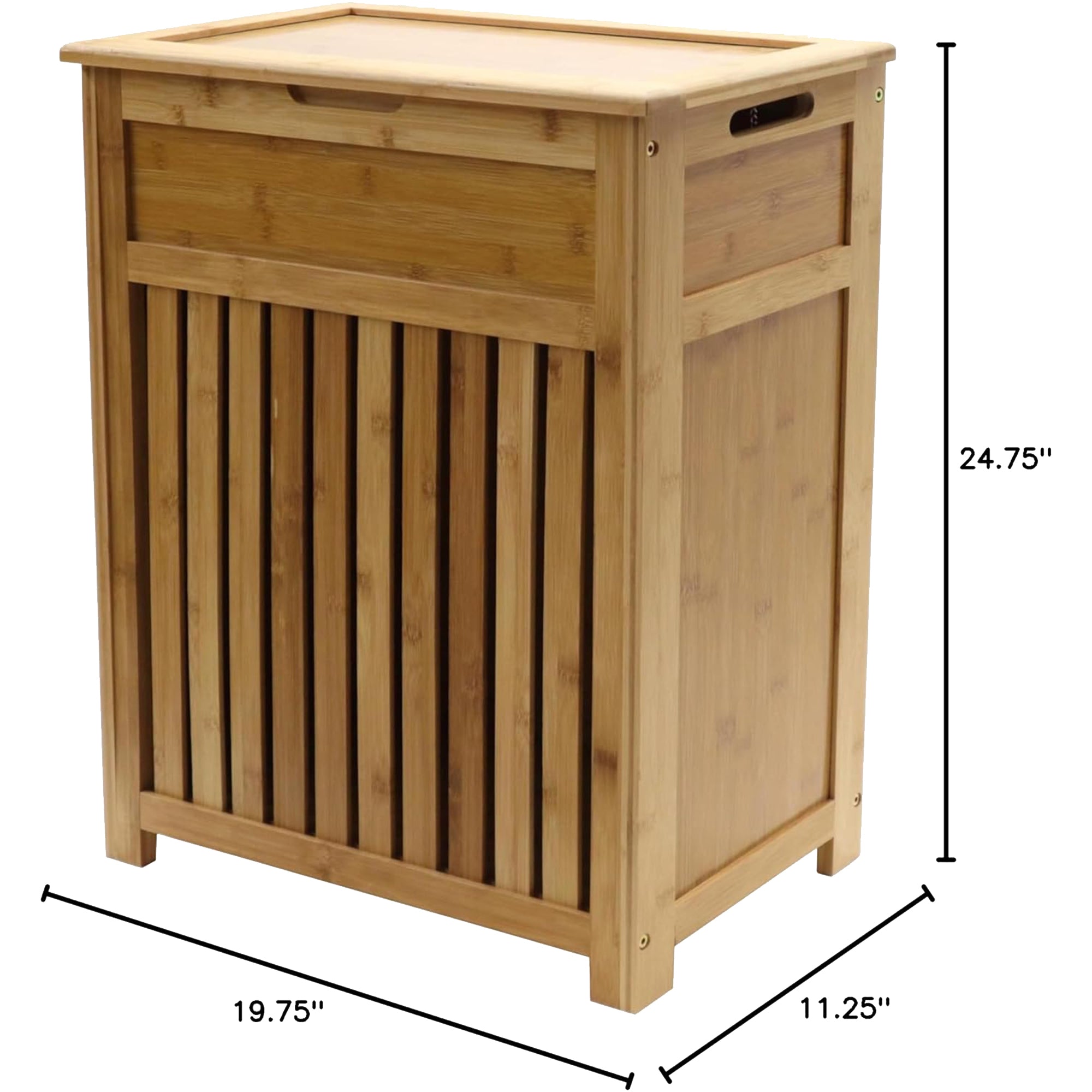 Redmon Bamboo Top Load Clothes Hamper, Full Size with Hinged Lid &Handles (Used)