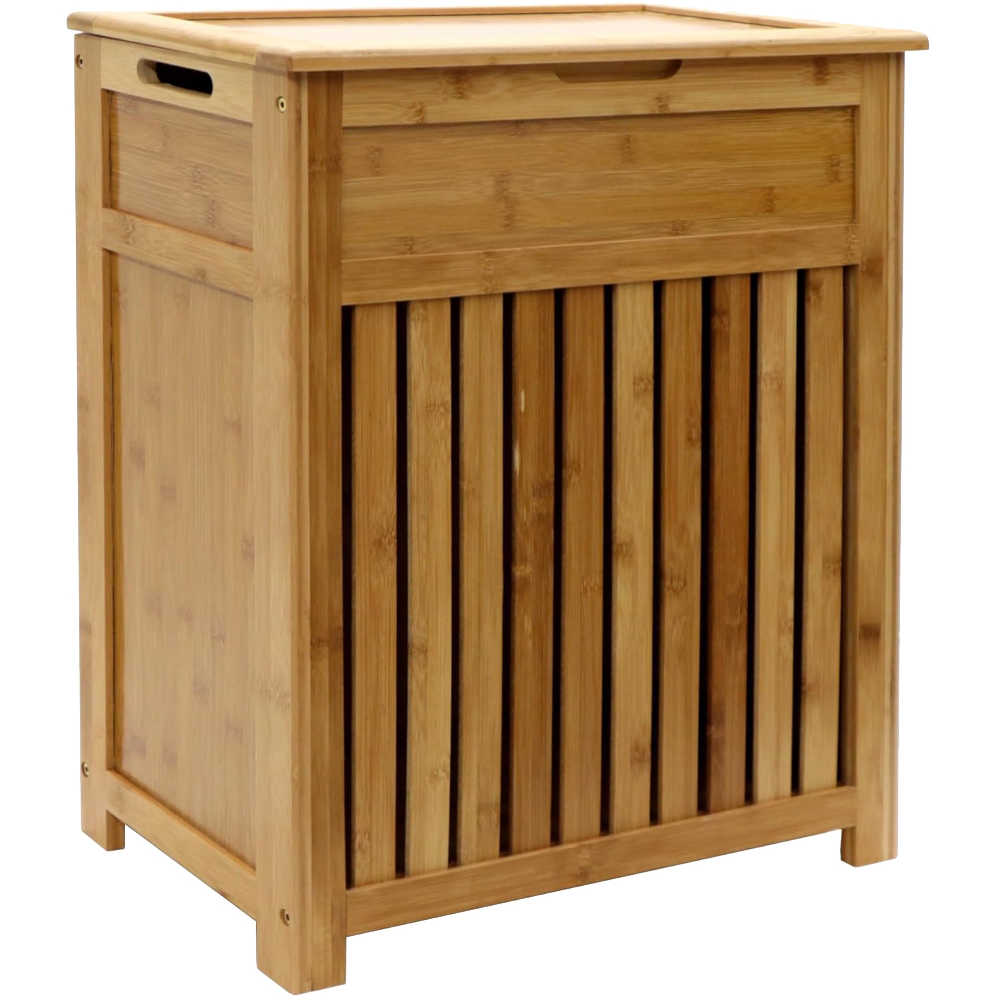 Redmon Bamboo Top Load Clothes Hamper, Full Size with Hinged Lid &Handles (Used)