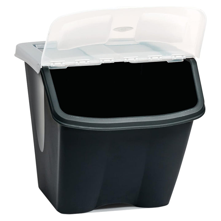 Redmon 10 Gallon Stackable Shutter Bin with Flip Lid Plastic Storage, Black