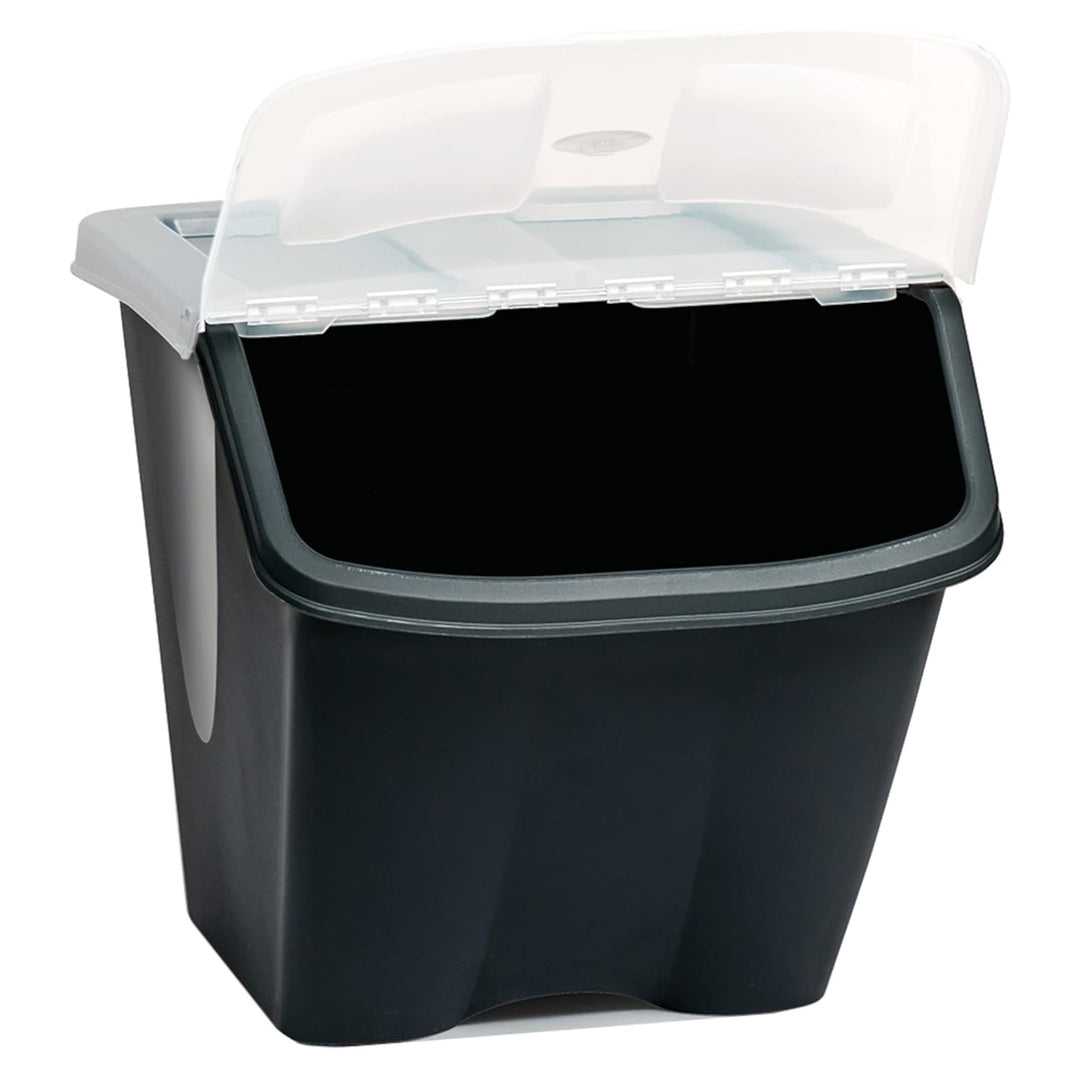 Redmon 10 Gal Stackable Shutter Bin with Flip Lid Plastic Storage, Black (Used)