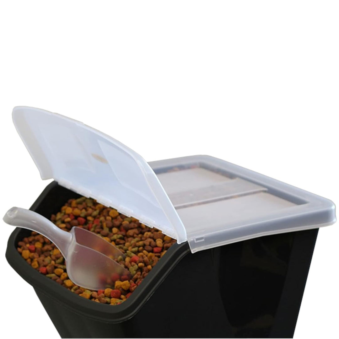 Redmon 10 Gal Stackable Shutter Bin with Flip Lid Plastic Storage, Black (Used)