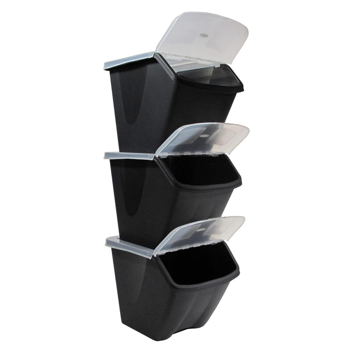 Redmon 10 Gal Stackable Shutter Bin with Flip Lid Plastic Storage, Black (Used)