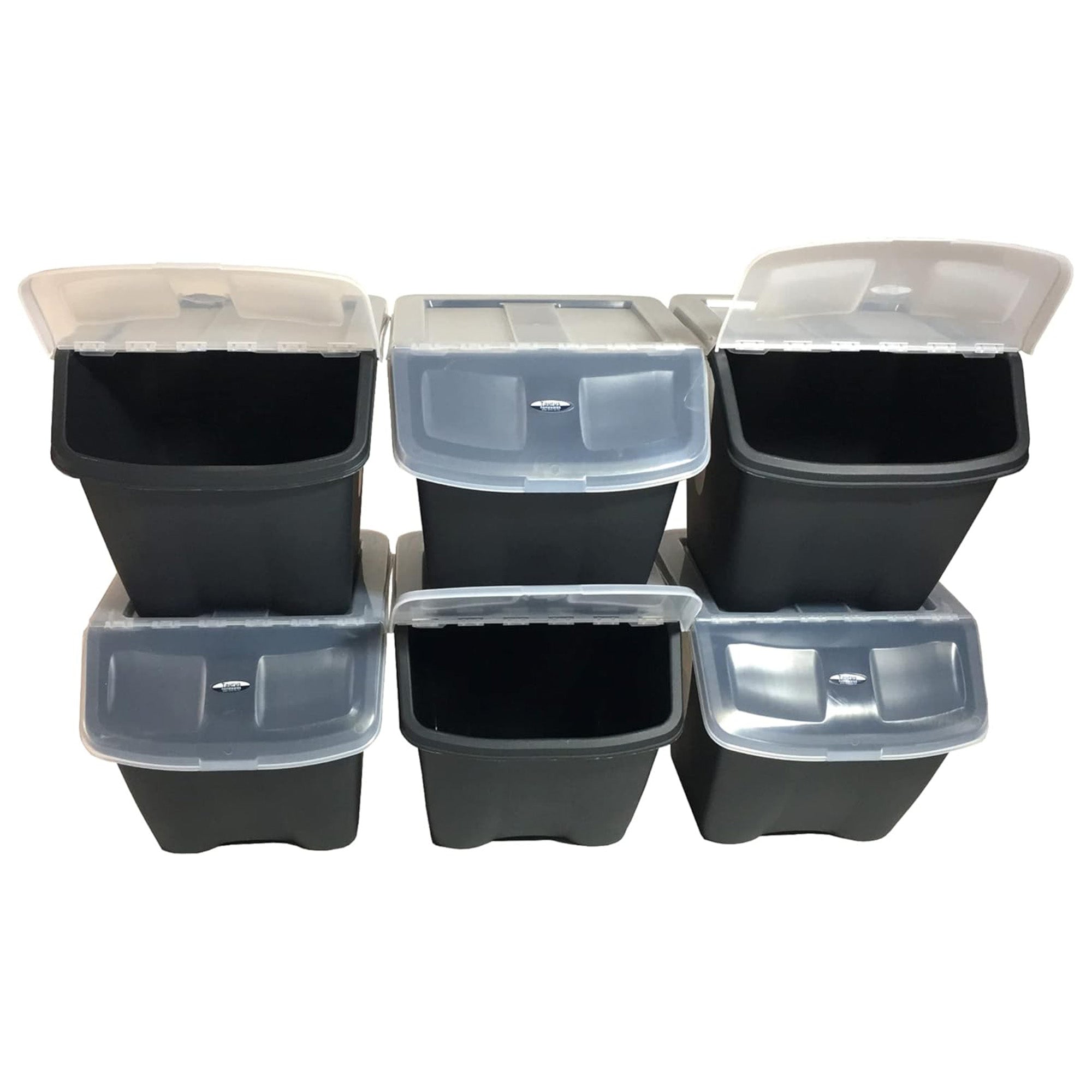 Redmon 10 Gallon Stackable Shutter Bin with Flip Lid Plastic Storage, Black - VMInnovations