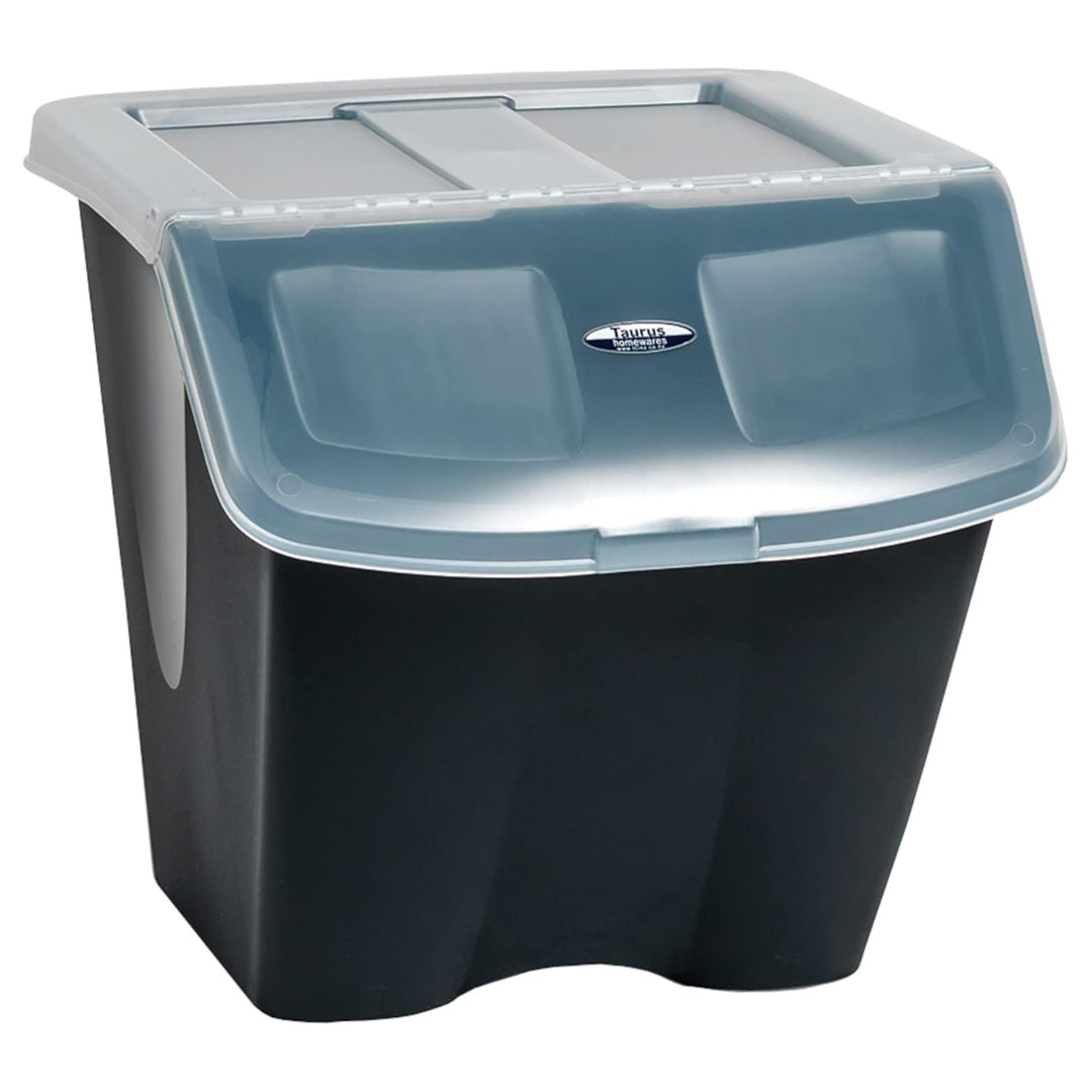 Redmon 10 Gallon Stackable Shutter Bin with Flip Lid Plastic Storage, Black