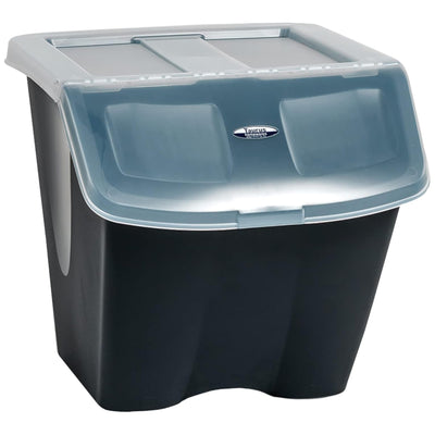 Redmon 10 Gal Stackable Shutter Bin with Flip Lid Plastic Storage, Black (Used) - VMInnovations