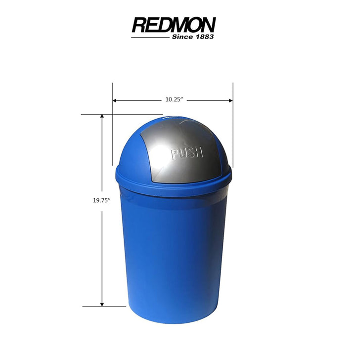 Redmon 4 Gallon Swivel Lid Trash Can, Plastic Swing-Lid Indoor Waste Bin, Blue