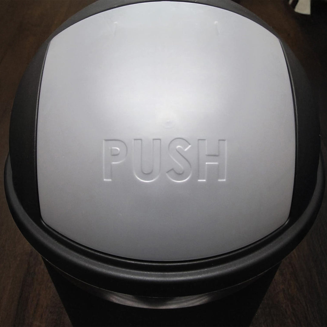 Redmon 4 Gallon Swivel Lid Trash Can, Plastic Swing-Lid Indoor Waste Bin, Blue