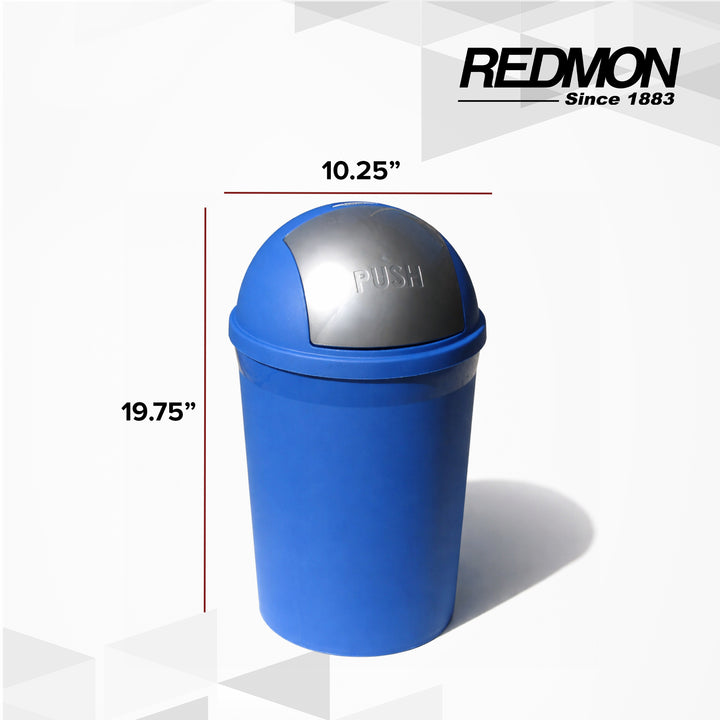 Redmon 4 Gallon Swivel Lid Trash Can, Plastic Swing-Lid Indoor Waste Bin, Blue