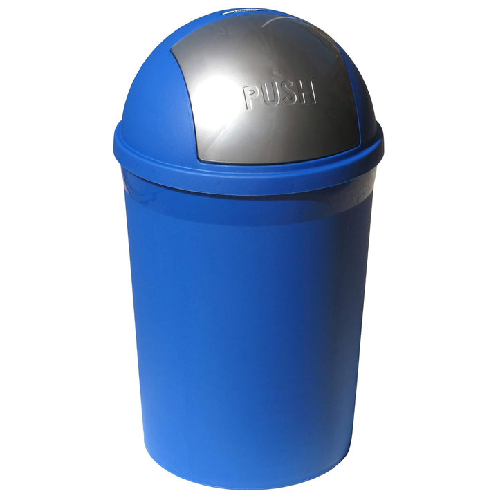 Redmon 4 Gallon Swivel Lid Trash Can, Plastic Swing-Lid Indoor Waste Bin, Blue