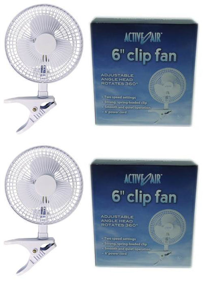 Hydrofarm ACFC6 Active Air 6-Inch Clip-On Desk Hydroponics Grow Fans (2 Pack)