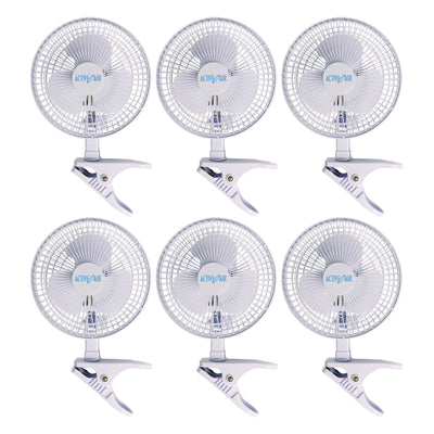 Active Air ACFC6 Portable 6 Inch 2 Speed Clip On Hydroponics Grow Fan (6 Pack)