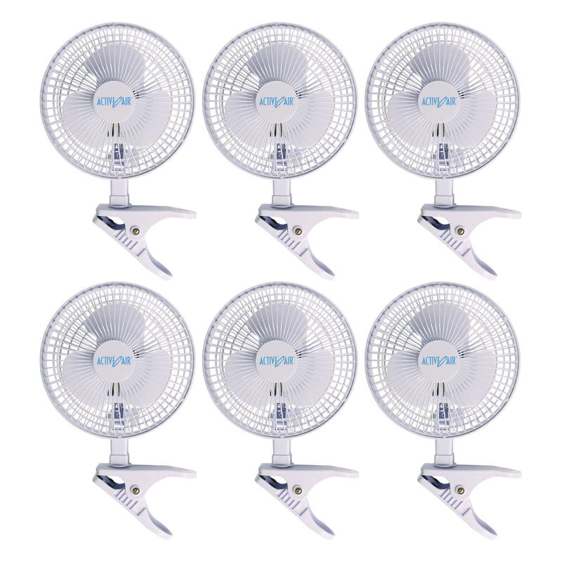 Active Air ACFC6 Portable 6 Inch 2 Speed Clip On Hydroponics Grow Fan (6 Pack) - VMInnovations