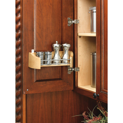 Rev-A-Shelf 4231-11-52 11 Inch Wooden Cabinet Door Storage Tray w/ Chrome Rails