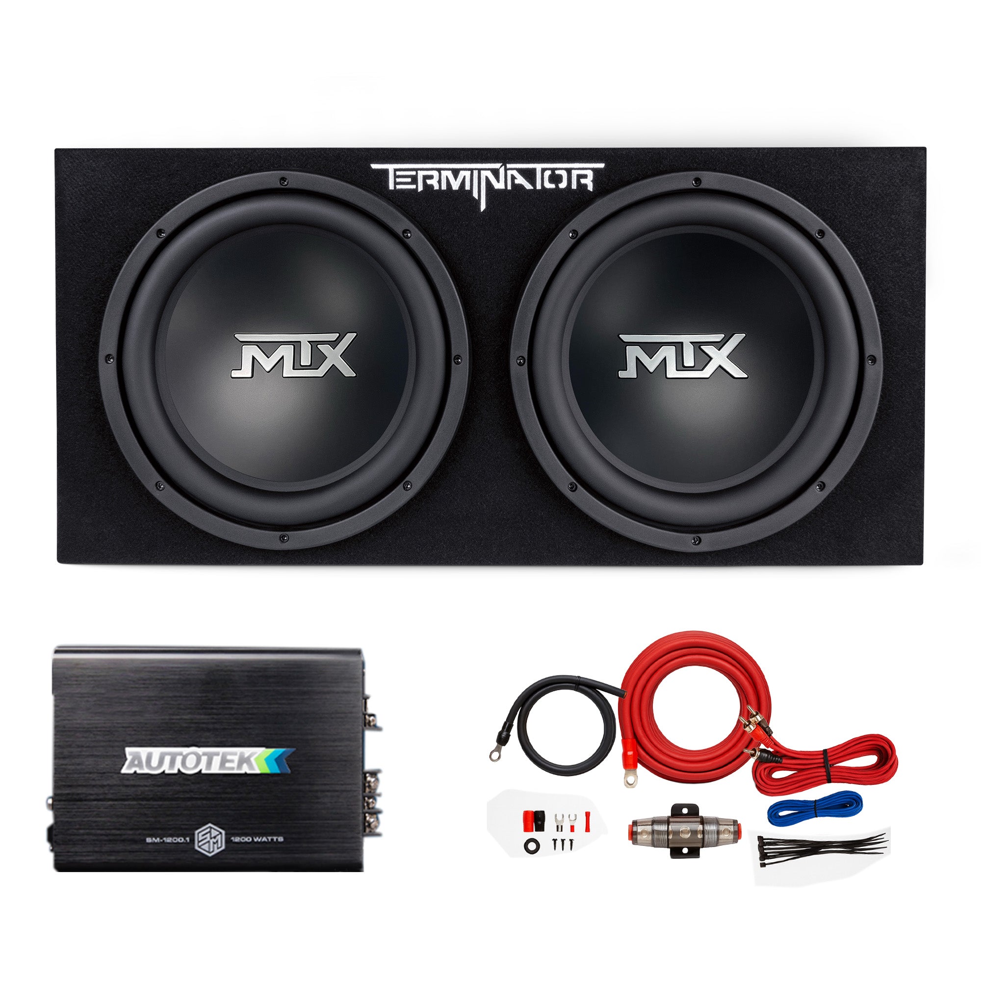 MTX TNE212D 12" 1200W Dual Loaded Car Subwoofer Package with 4 Gauge Wiring Kit - VMInnovations