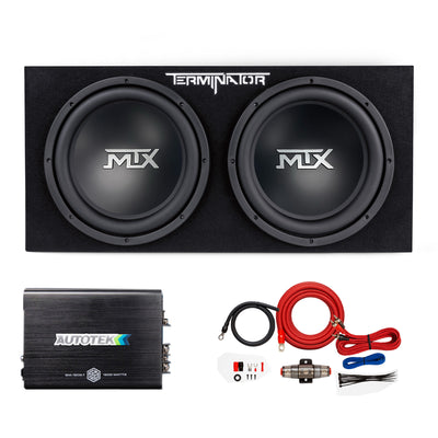 MTX TNE212D 12" 1200W Dual Loaded Car Subwoofer Package with 4 Gauge Wiring Kit - VMInnovations