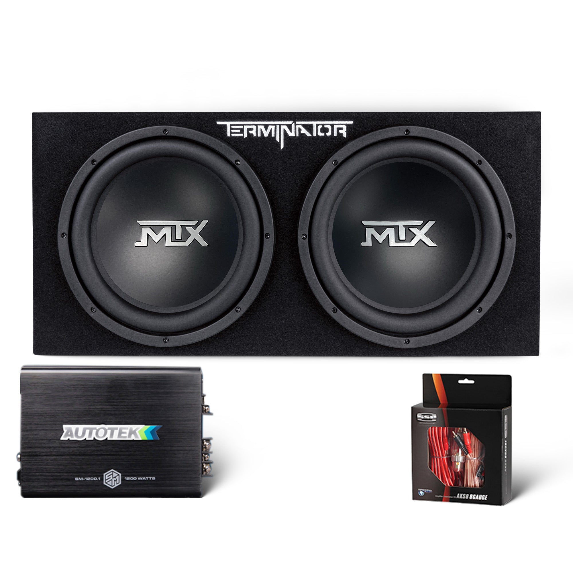 MTX TNE212D 12" 1200W Dual Loaded Car Subwoofer and 1200W Amplifier with  Kit