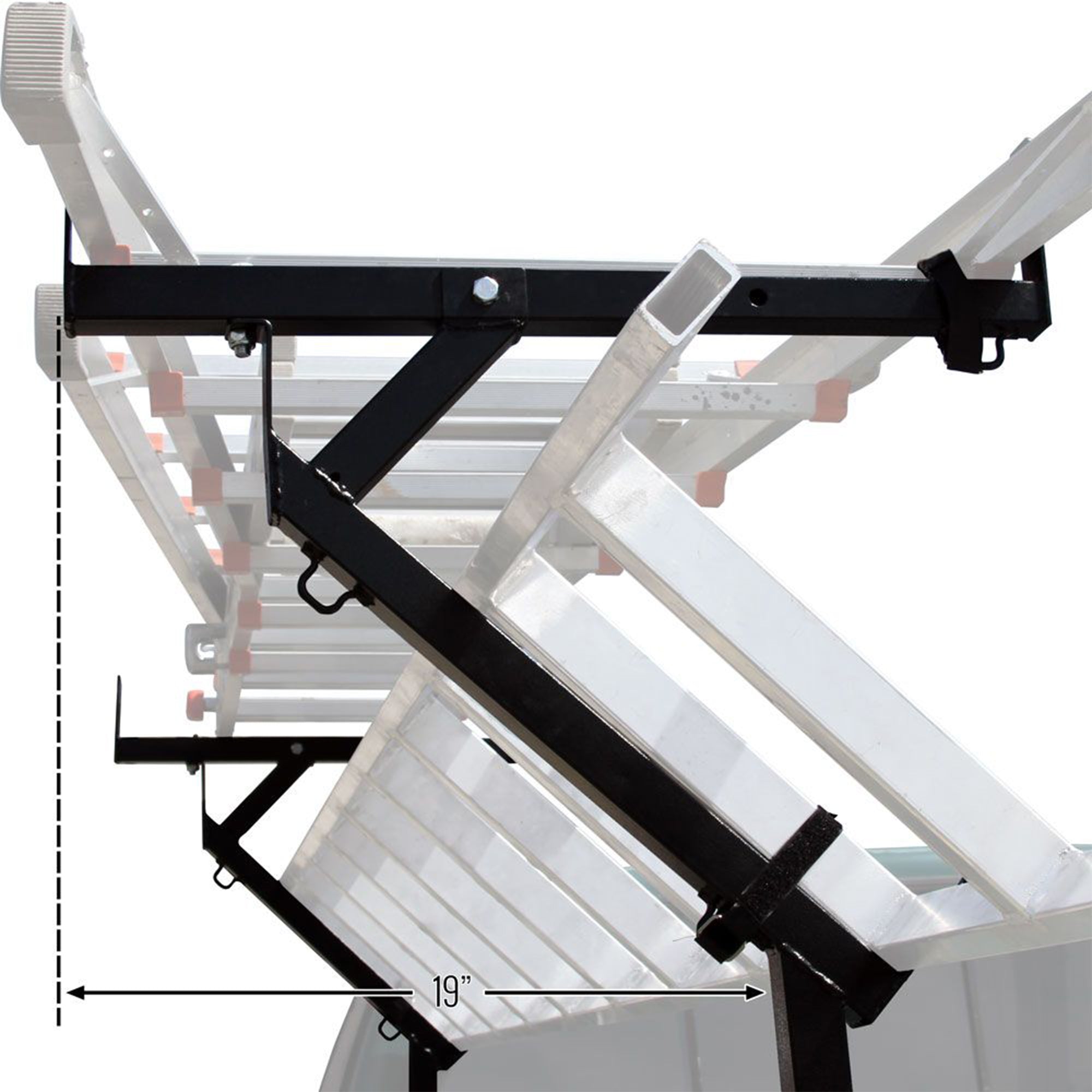 Elevate Outdoor Truck 3 Ladder Rack Steel Pickup Bed Cargo Carrier System, Black - VMInnovations
