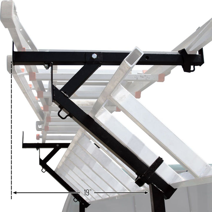 Elevate Outdoor Truck 3 Ladder Rack Steel Pickup Bed Cargo Carrier System, Black