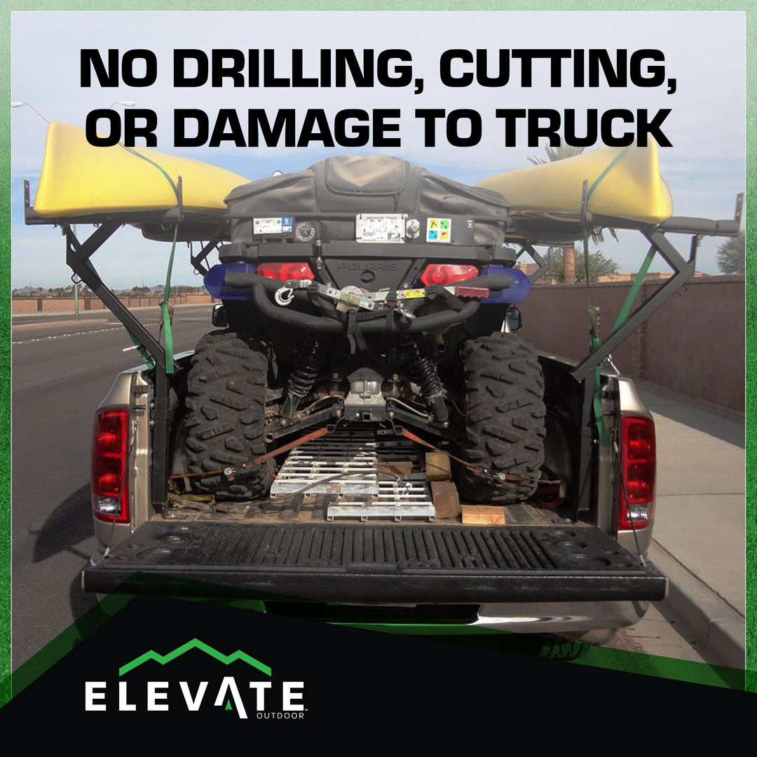 Elevate Outdoor Truck 3 Ladder Rack Steel Pickup Bed Cargo Carrier System, Black