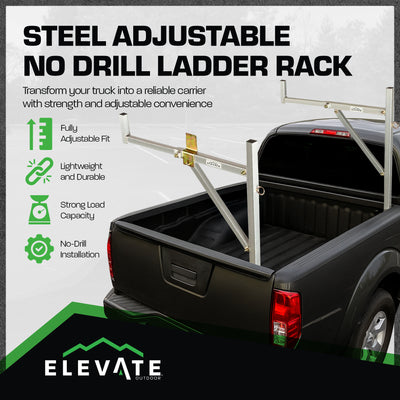 Elevate Adjustable Aluminum Ladder Rack for Pickup Trucks, Universal (Open Box) - VMInnovations