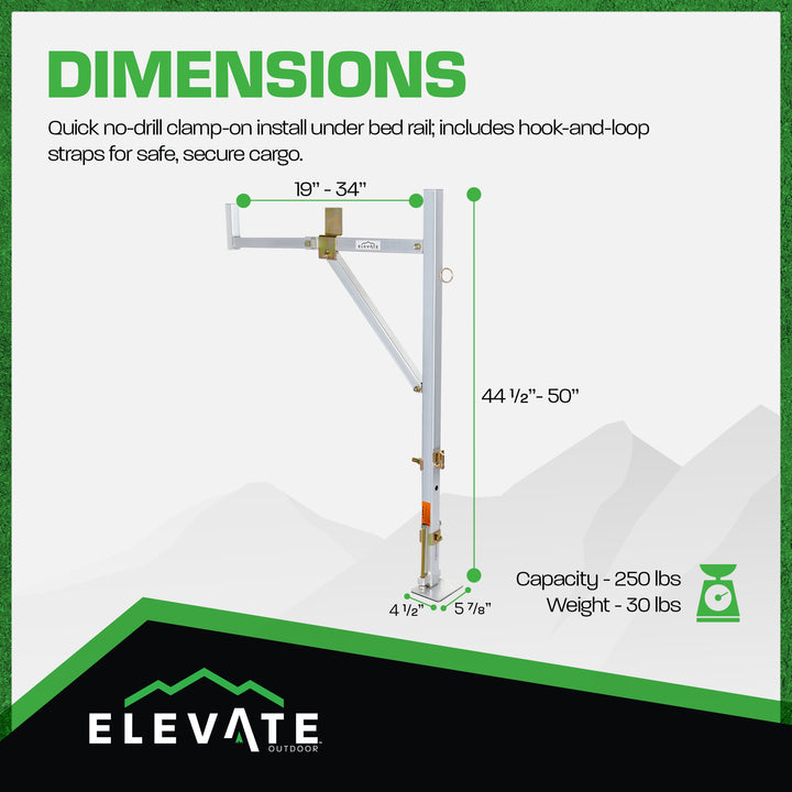 Elevate Outdoor Adjustable Aluminum Ladder Rack for Pickup Trucks, Universal Fit