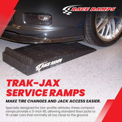 Race Ramps Trax-Jax with 1.5" Stop for Low Profile Vehicles, 3" Lift, Set of 2